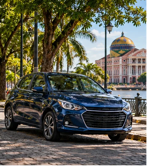 Automóvel em rua arborizada de Manaus