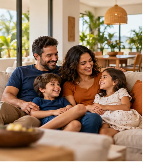 Família reunida em casa